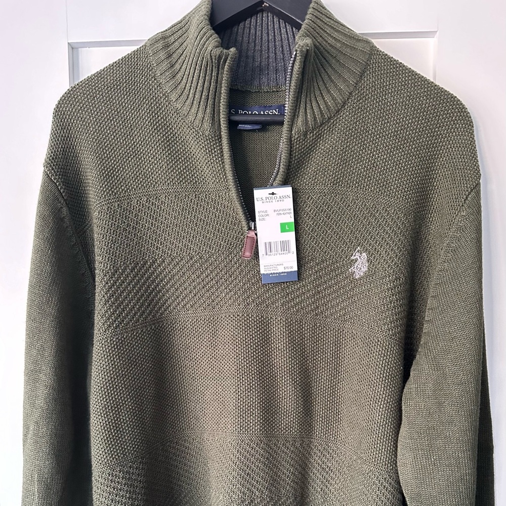 NEW men's army green US POLO ASSN sweater